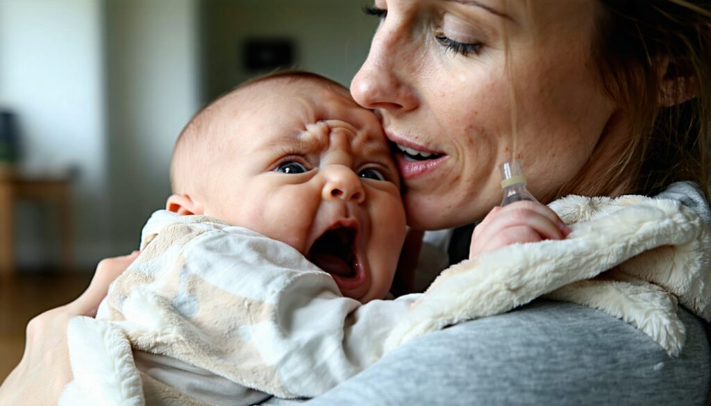 baby stikt in melk