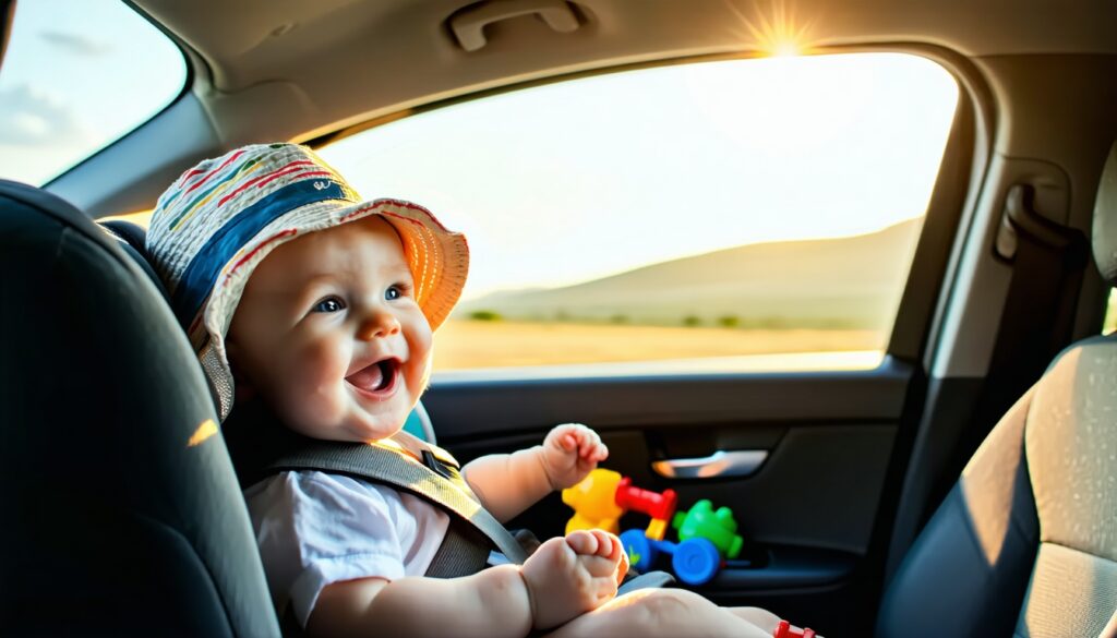 baby in auto zomer