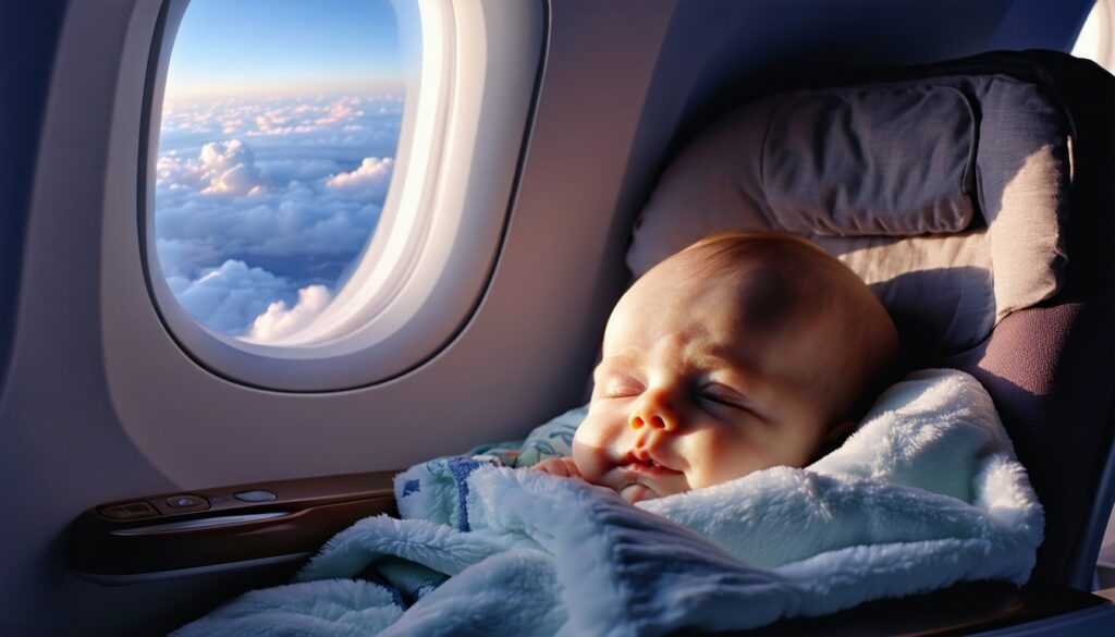 baby in vliegtuig slapen