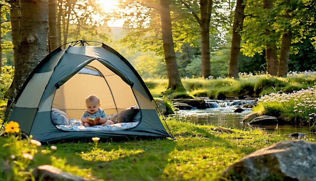 campingbedje baby vakantie