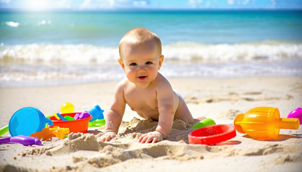 baby op het strand